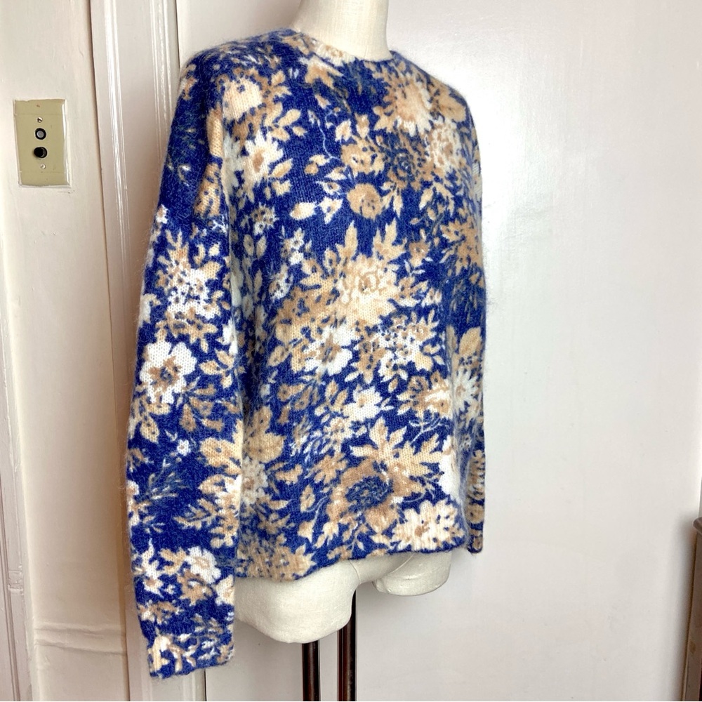 $140 Sézane Azalee Printed Mohair Crew Sweater - Picture 3 of 9